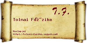 Tolnai Füzike névjegykártya